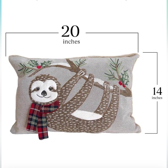 Winter Holiday Sloth Accent Pillow - Picture 4 of 7